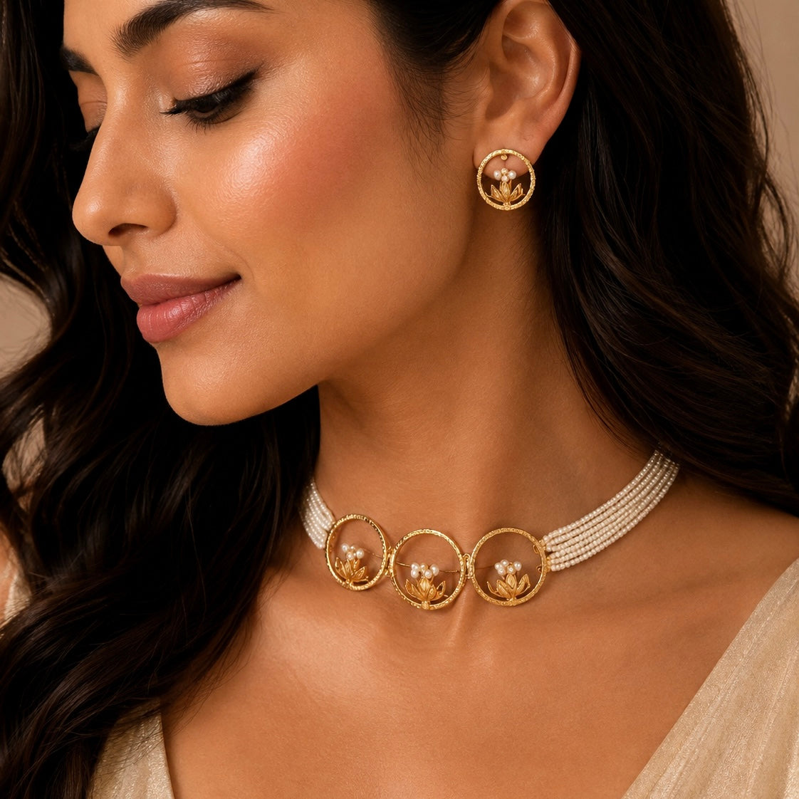 Meher Pearl Floral Choker