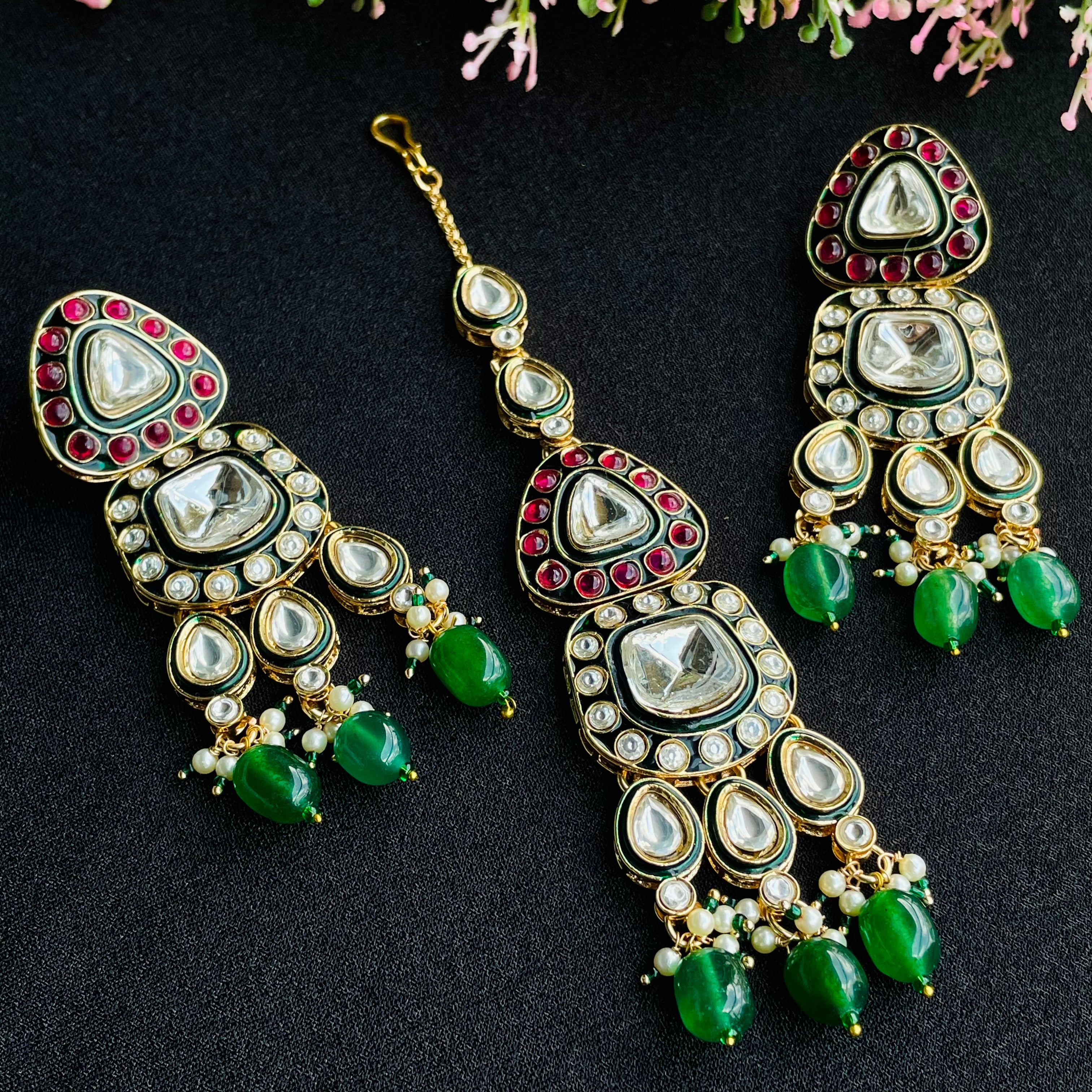 Nayaab Shaloka Earrings With Tikka