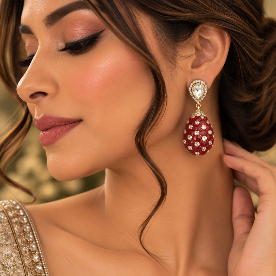 Ruhana Ruby Drop Earrings