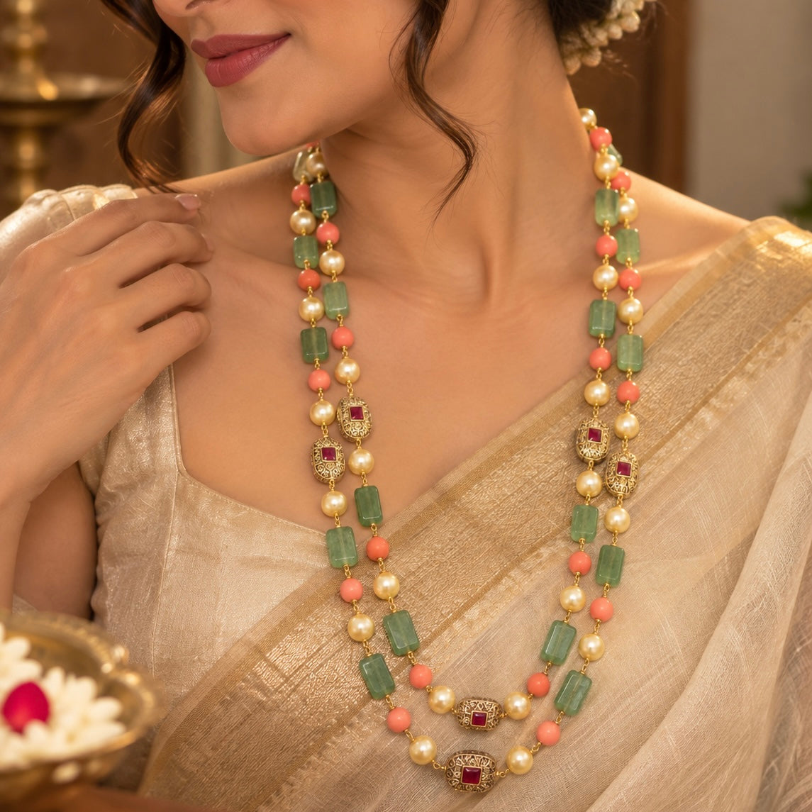 Nayaab Shanaya pearl long Mala