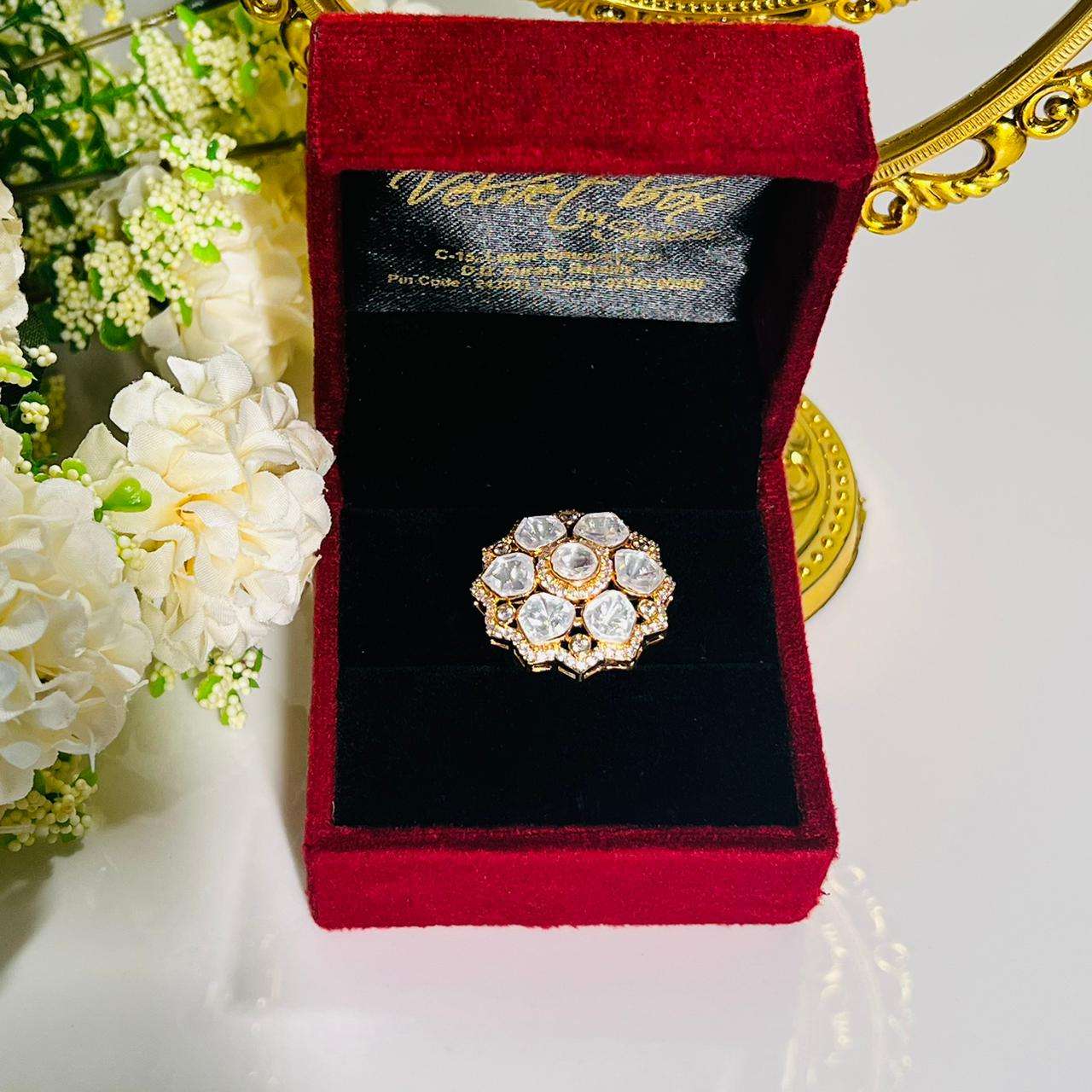 Nayaab rosie ring velvet box by shweta