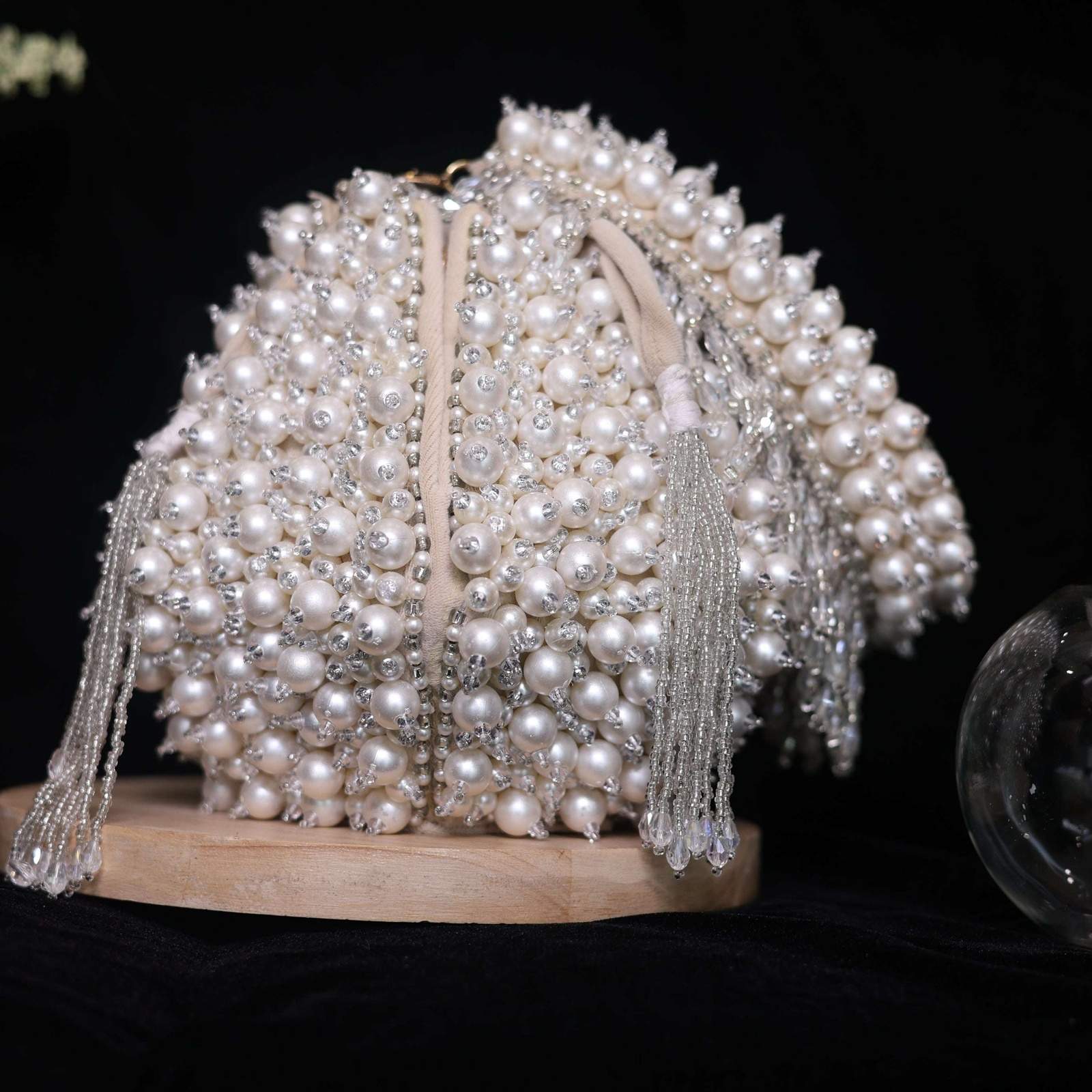 Vs Lotus pearl bag Velvet box by Shweta