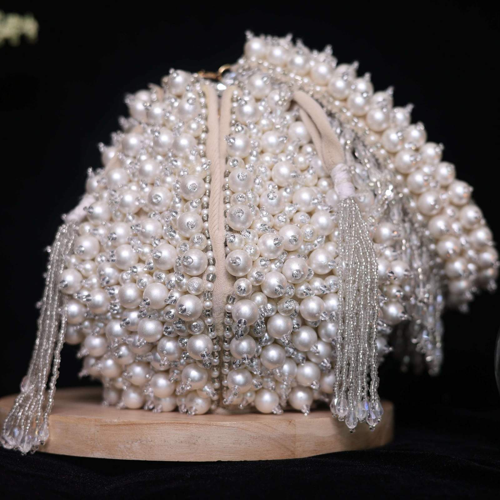 Vs Lotus pearl bag Velvet box by Shweta