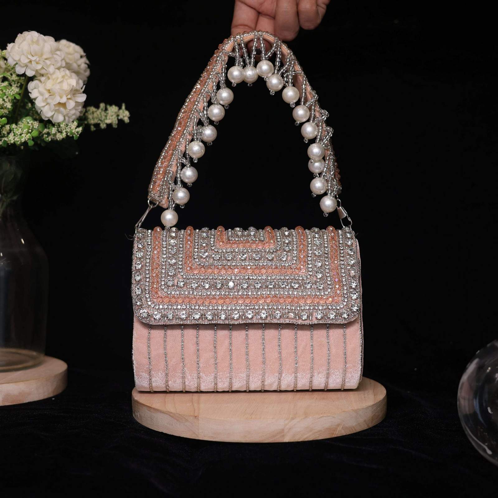 vs pearls bag velvet box by shweta