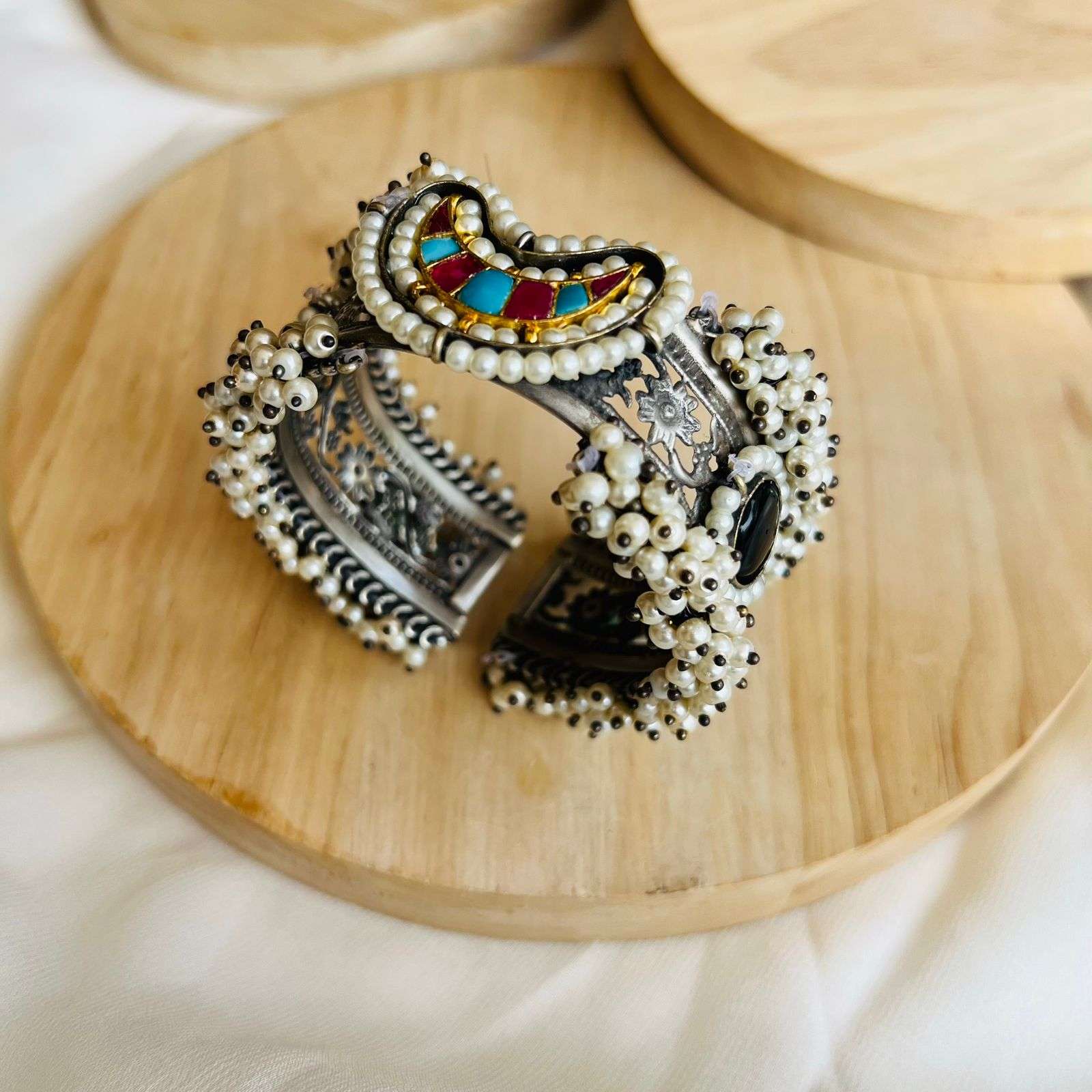 Oxidized Chand bangles Velvet box by Shweta