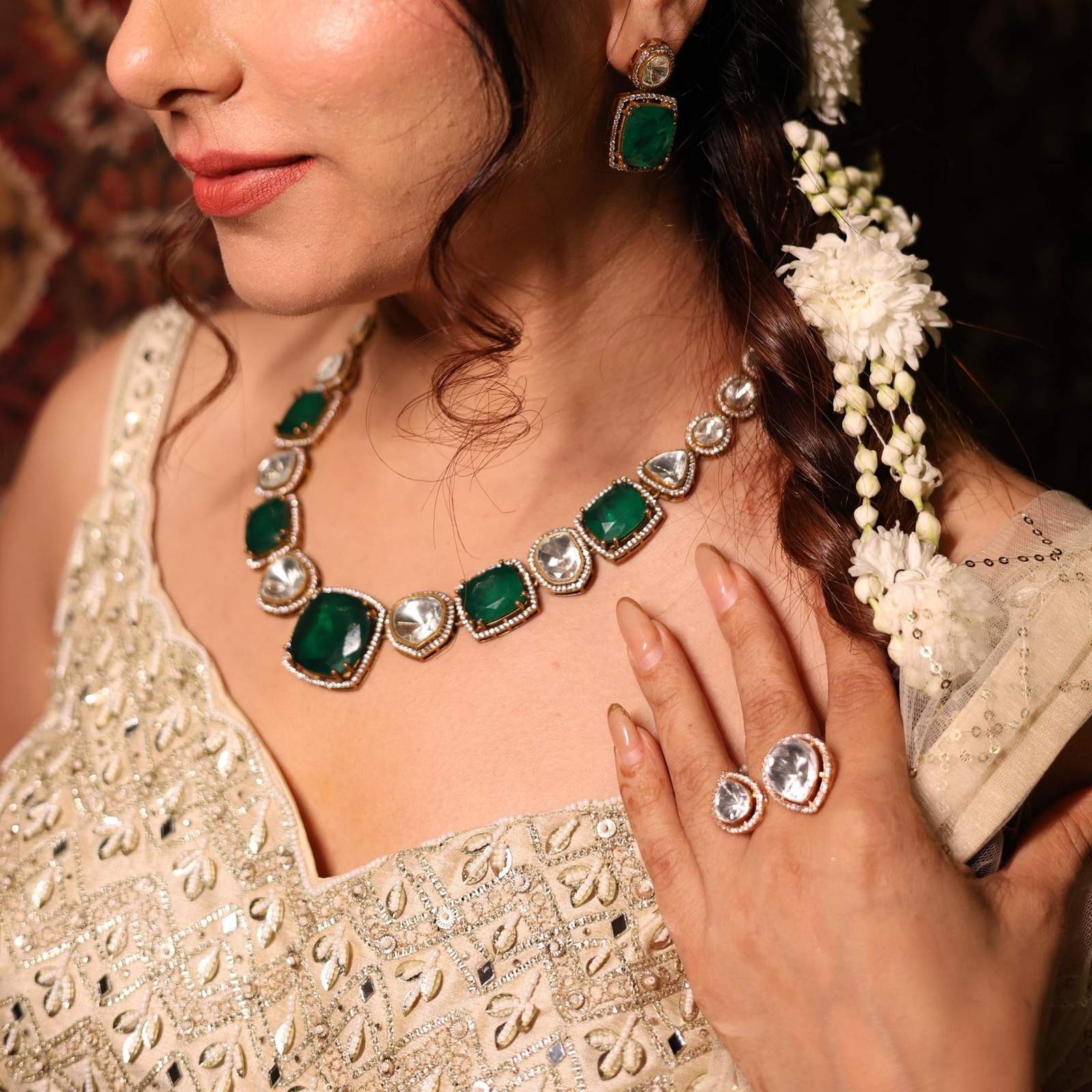 Nayaab Jasmine polki neckpiece