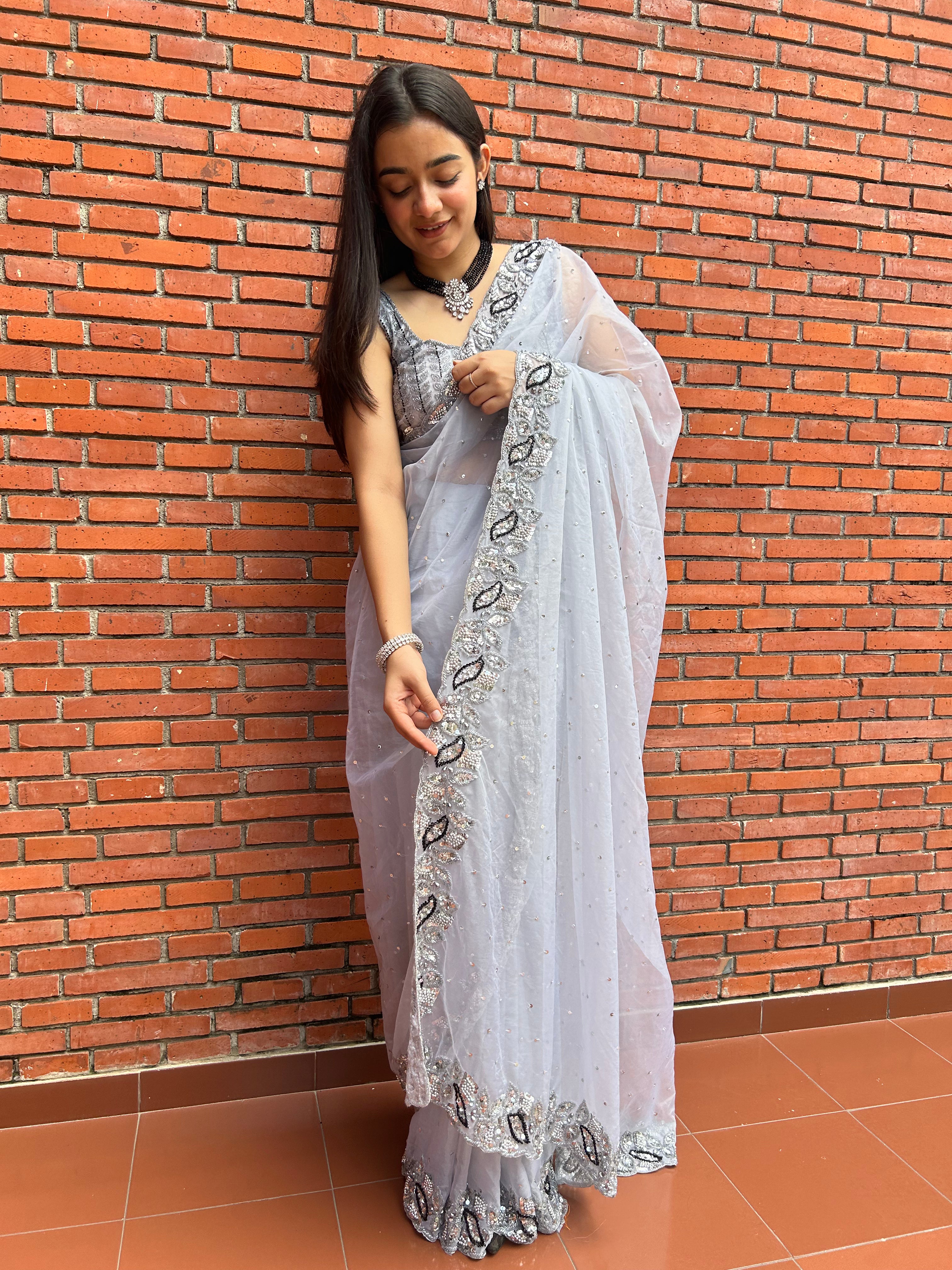 Isabella grey saree