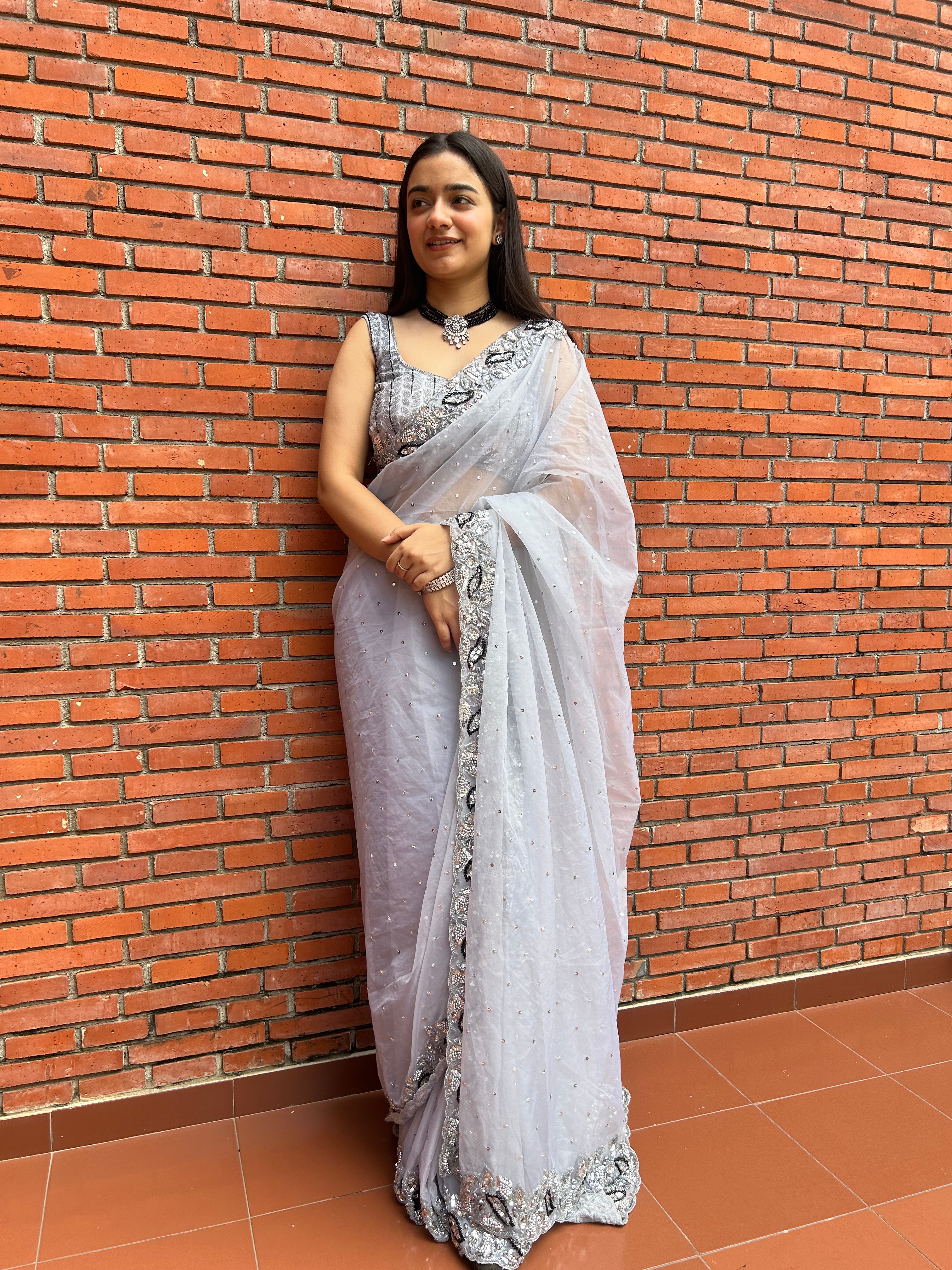 Isabella grey saree