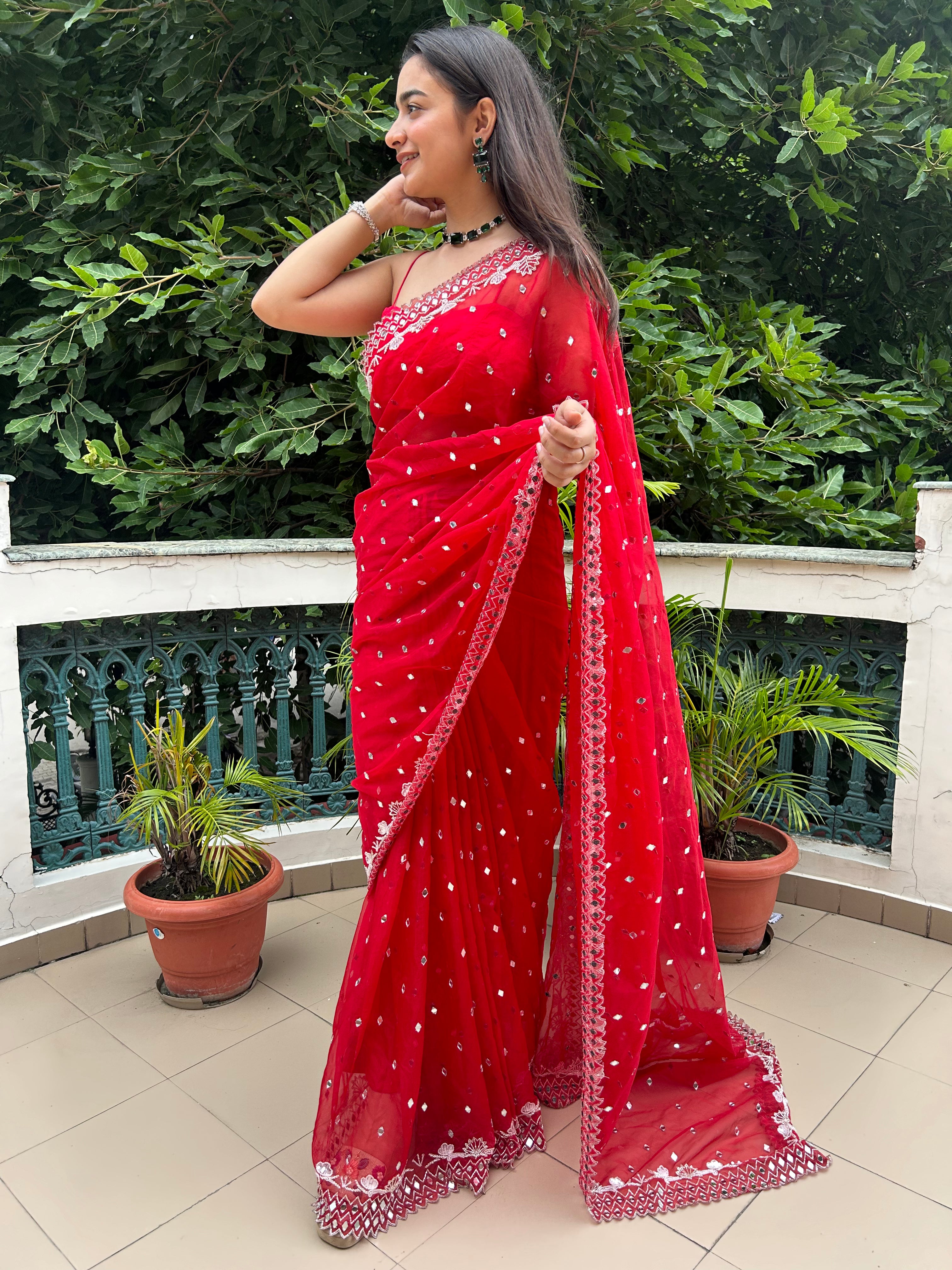 Red Jasmine Saree