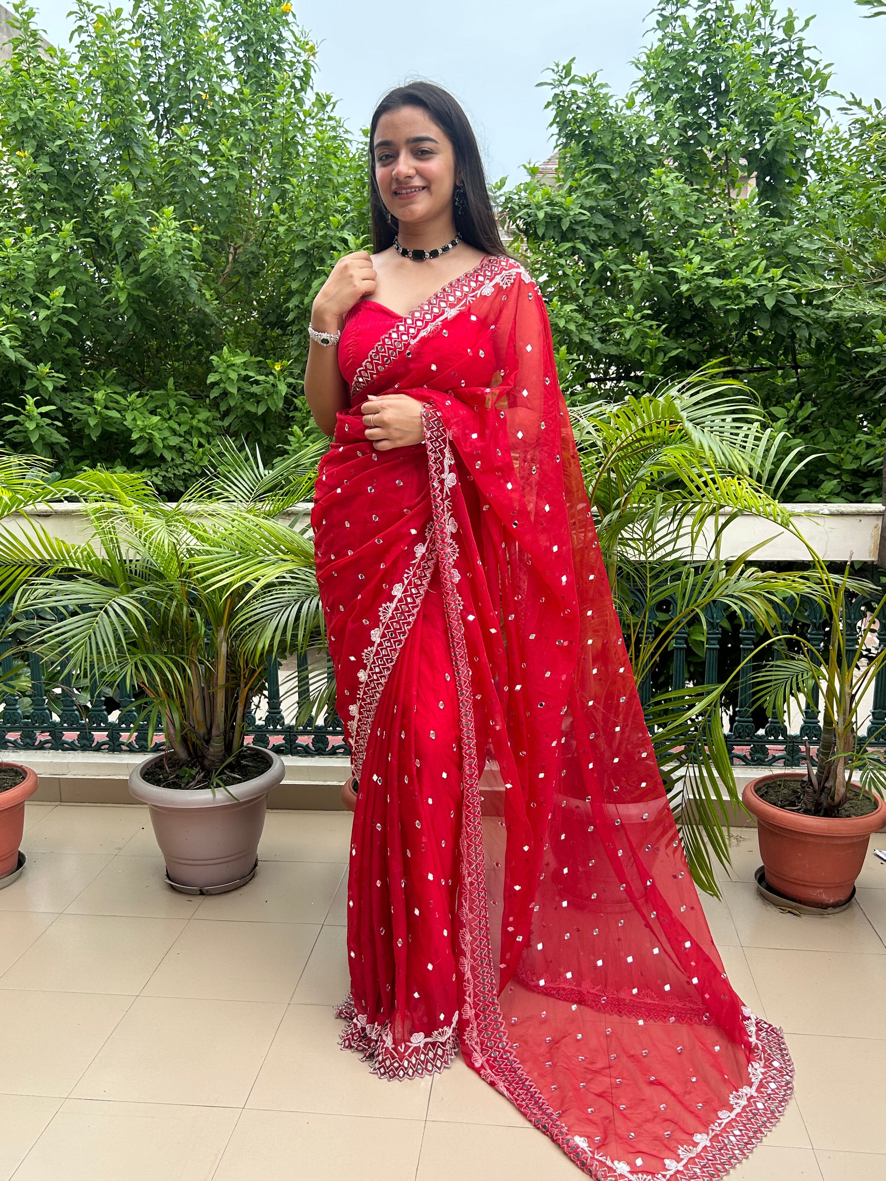 Red Jasmine Saree