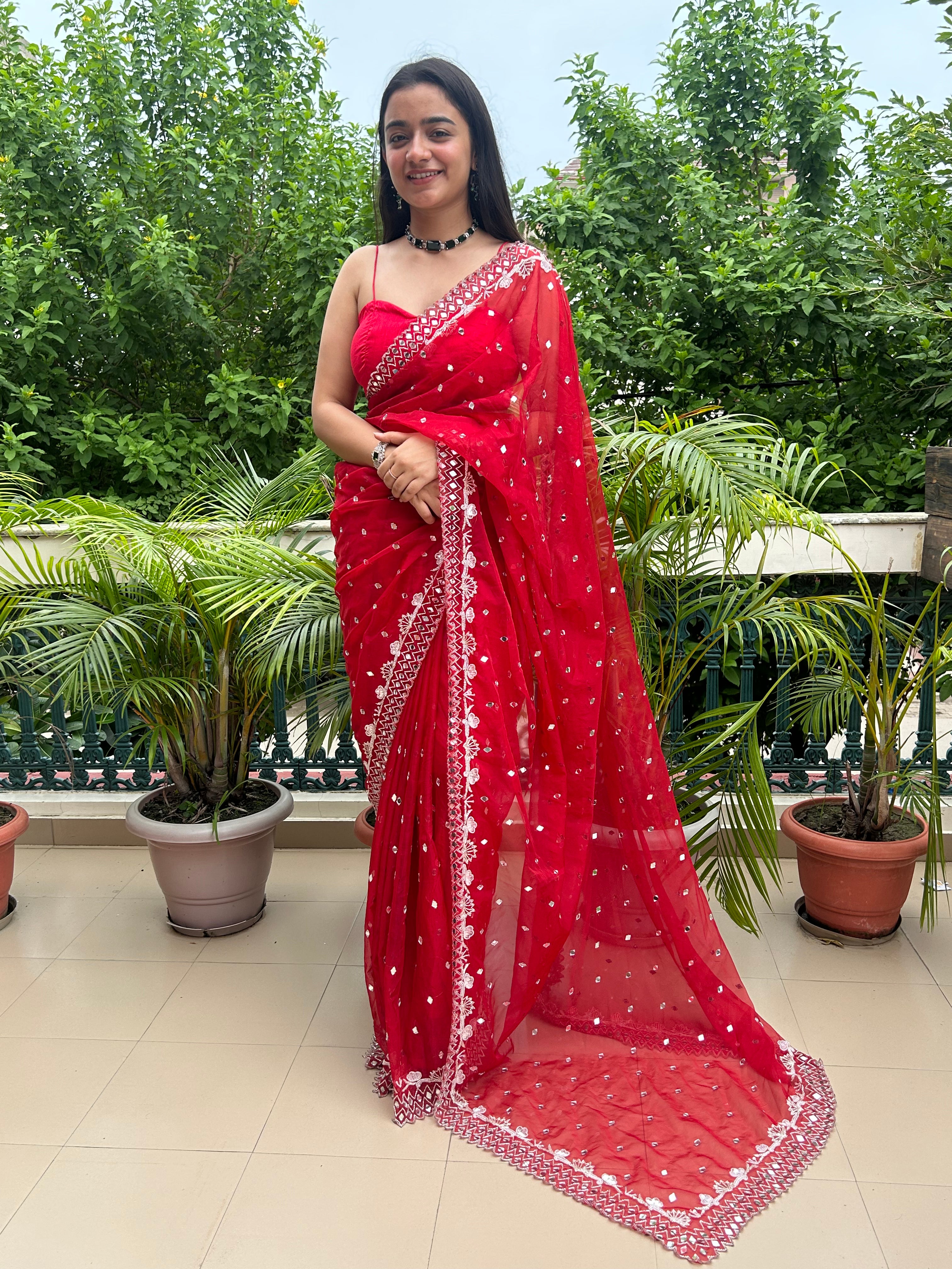 Red Jasmine Saree