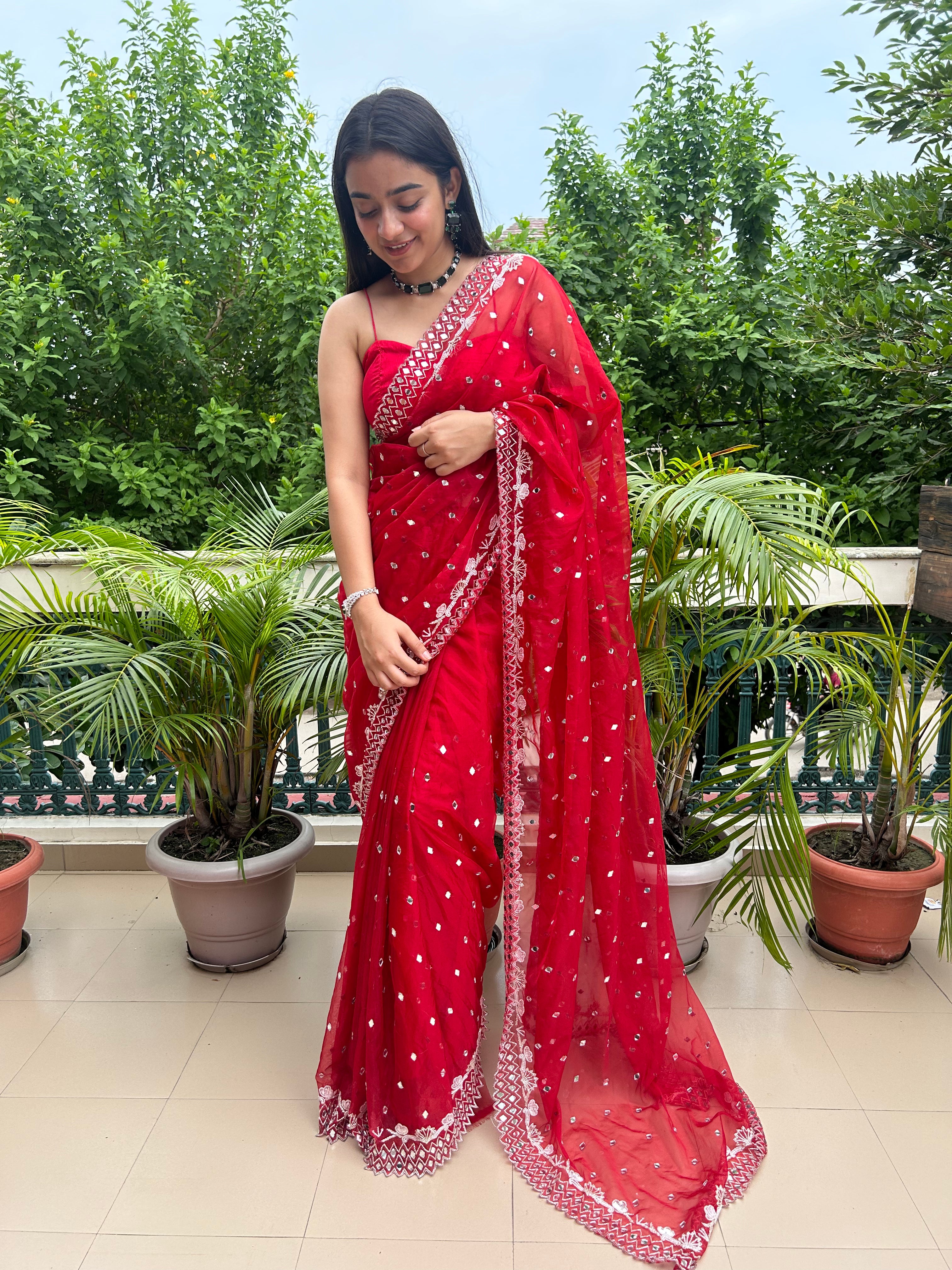 Red Jasmine Saree