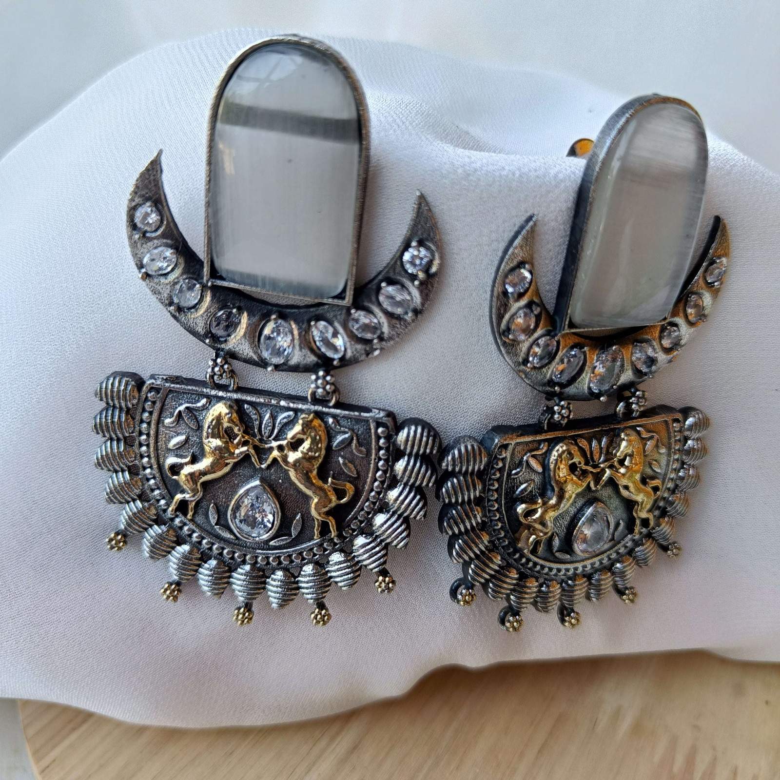 Oxidized Chand earrings
