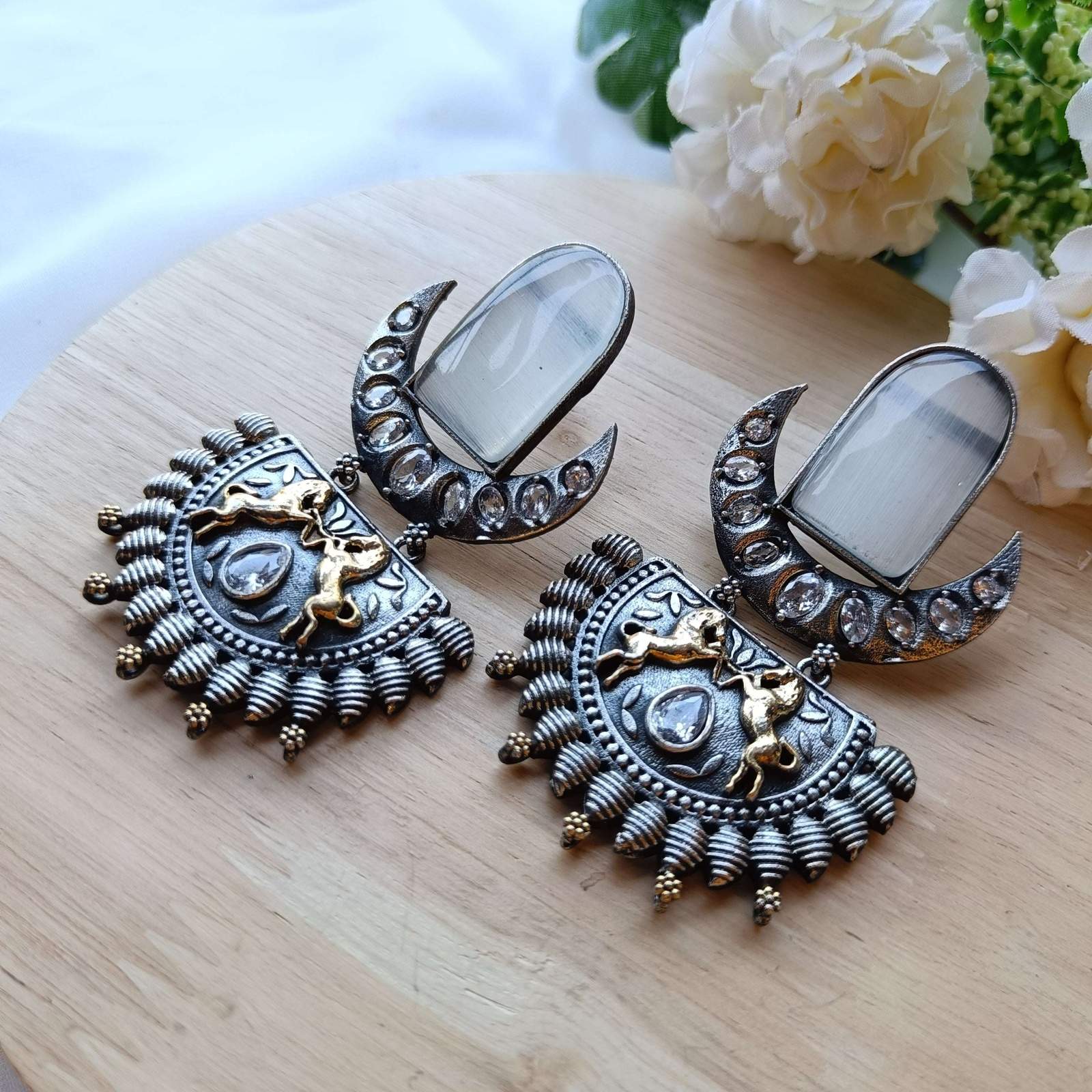 Oxidized Chand earrings