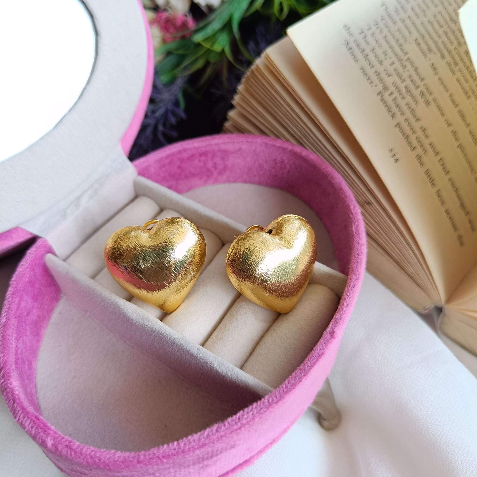 Layla heart earrings Velvet box by Shweta