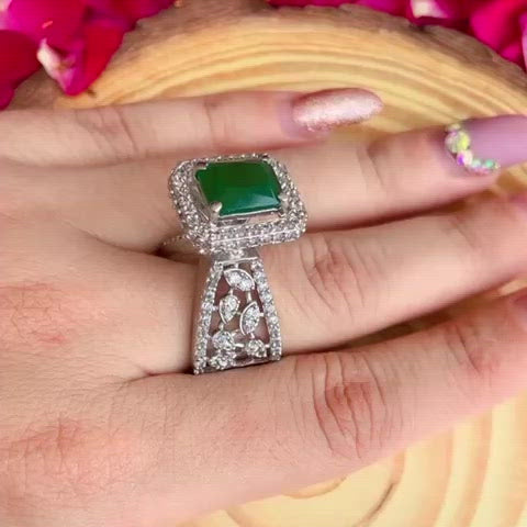 Buy quality Silver 92.5 Green Diamond Ring in Ahmedabad