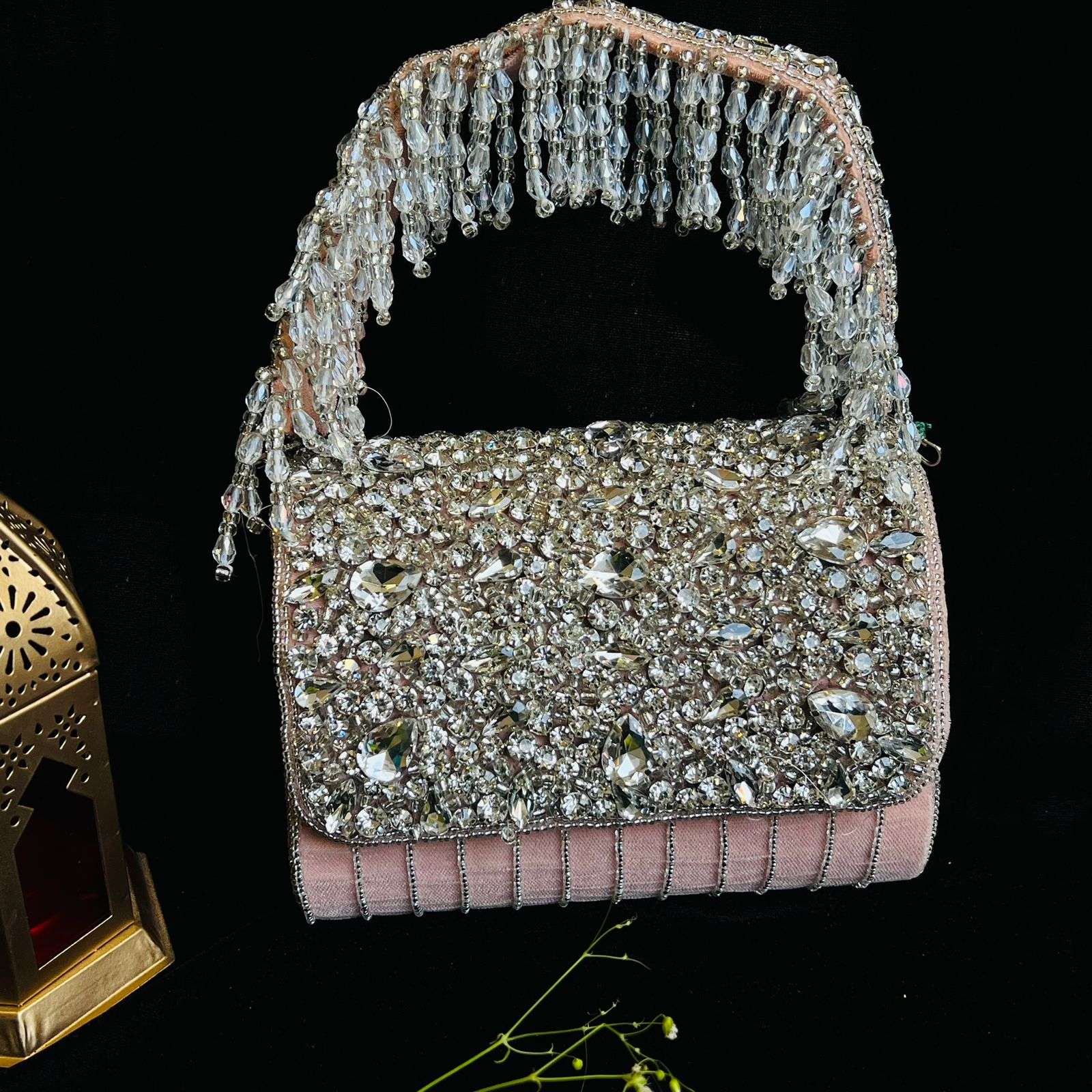 vs crystal stone bag velvet box by shweta