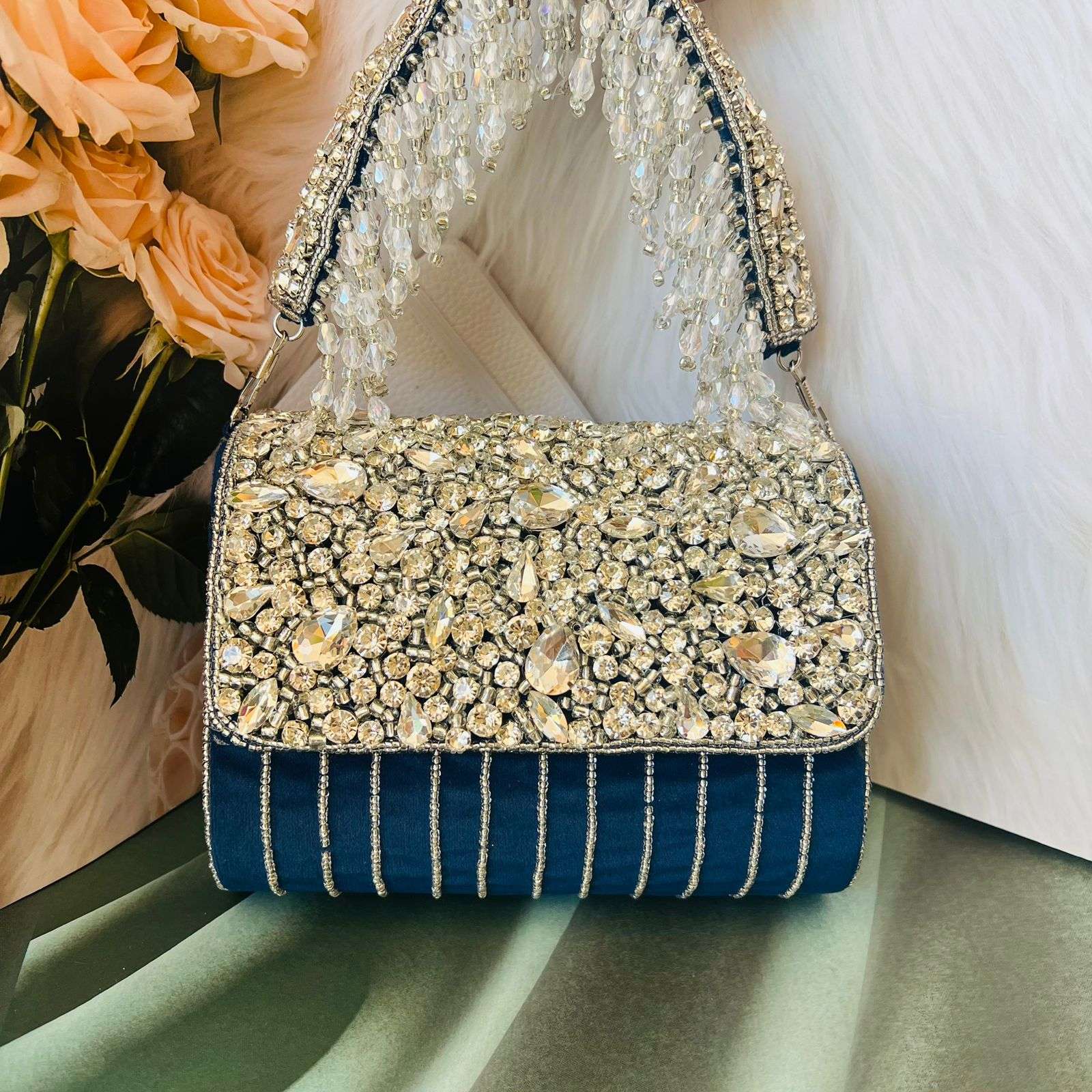 Buy Silver Embellished Venice Clutch by Alor Bags Online at Aza Fashions.