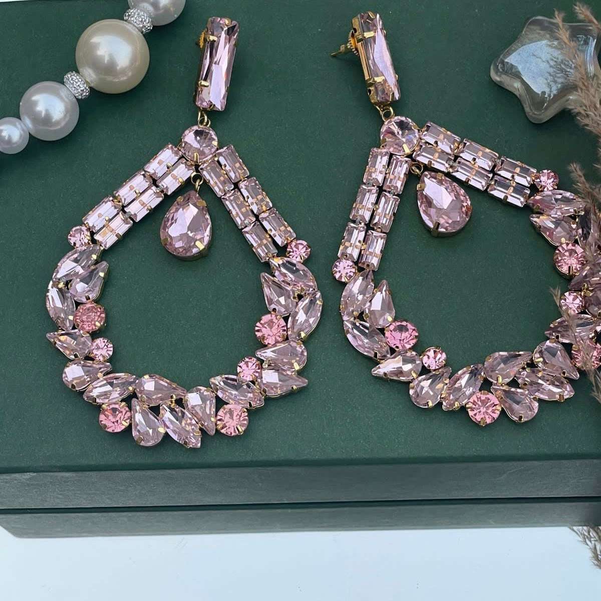 Layla Earrings 0121 Pink Velvet box by Shweta